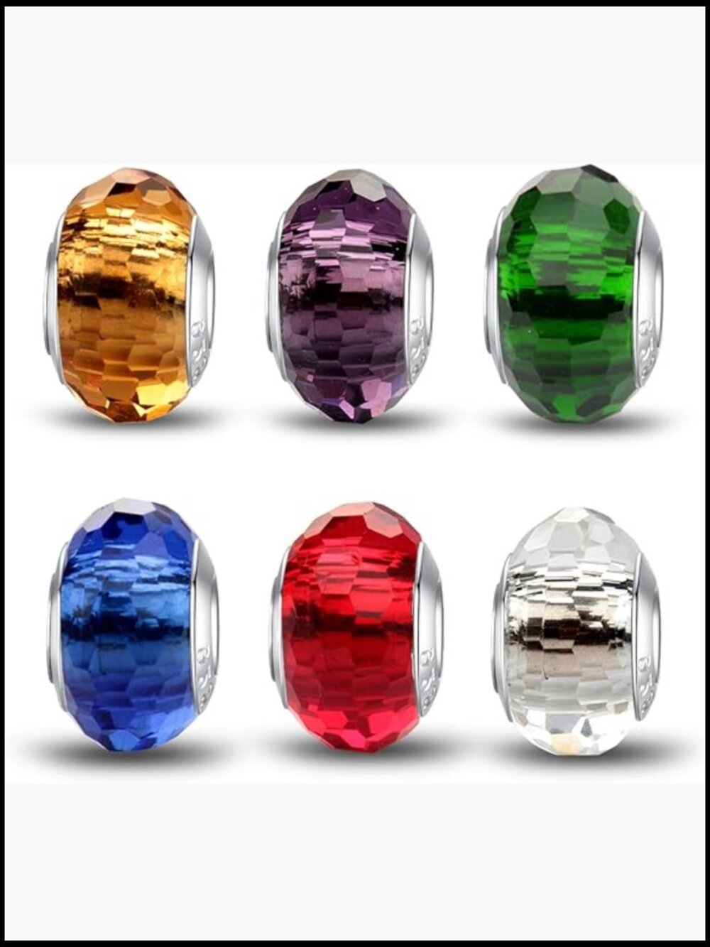 Sterling Silver Bead Charms DIY Dangle Pendants Birthstone Gifts for Bracelet